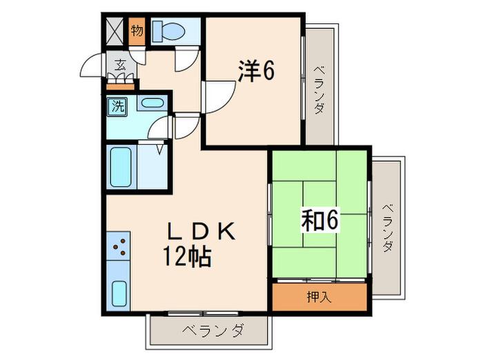 ハイクレスト高田(2LDK/4階)の間取り写真