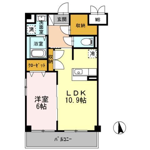 アテリアコート(1LDK/2階)の間取り写真