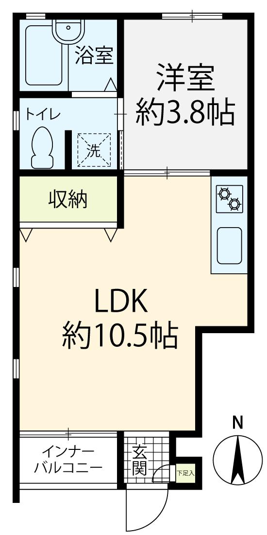 セントラルコート(1DK/1階)の間取り写真