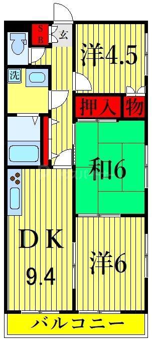 パークサイド篠崎(3DK/1階)の間取り写真
