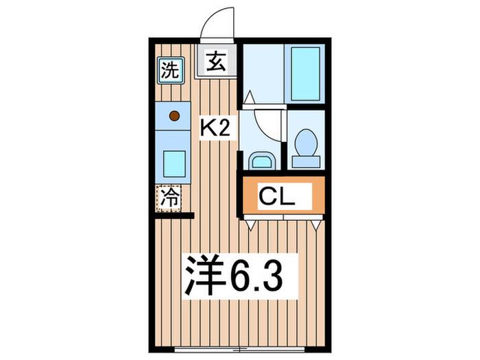 ノイハウスB(1K/1階)の間取り写真
