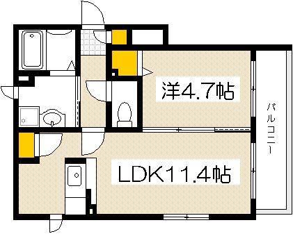 アンジュ己斐(1LDK/2階)の間取り写真