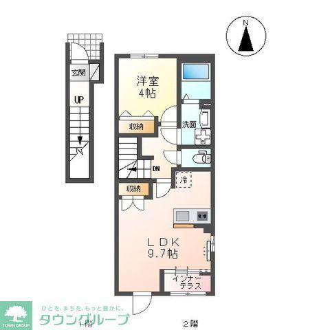 ノルドット(1LDK/2階)の間取り写真
