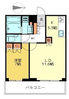 シティタワー新宿(1LDK/6階)の間取り写真