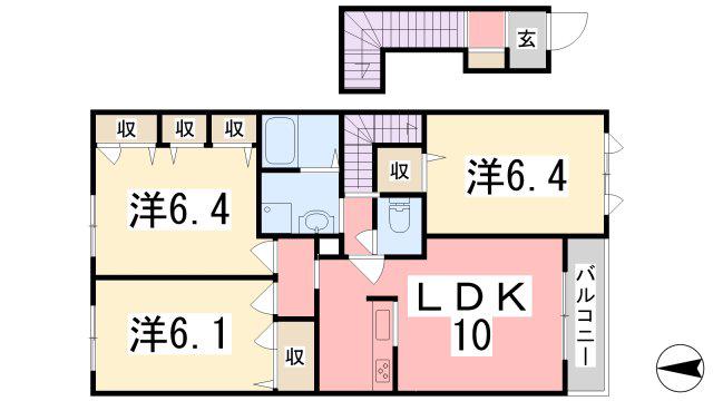サンテヴィル(3LDK/2階)の間取り写真