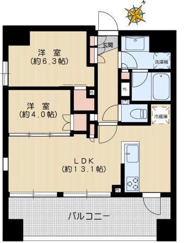 クレヴィア文京千石(2LDK/5階)の間取り写真