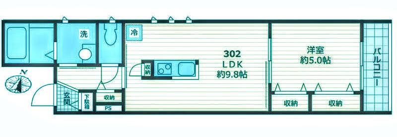 パルメゾンES(1LDK/3階)の間取り写真