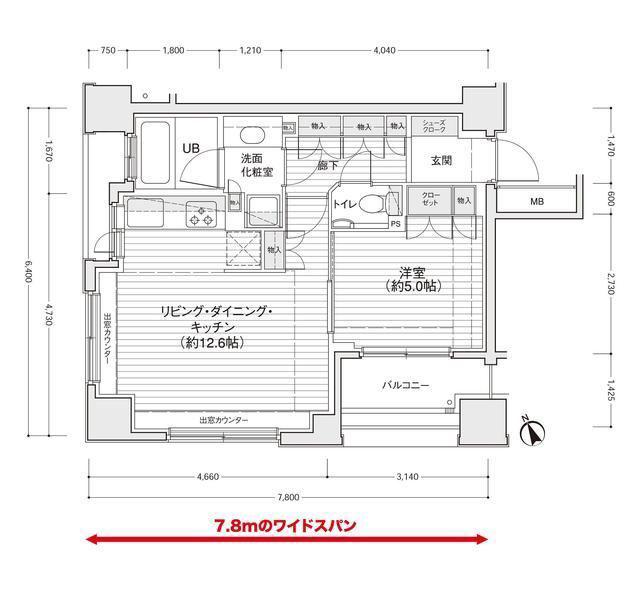 ドゥーエ銀座イーストI(1LDK/7階)の間取り写真