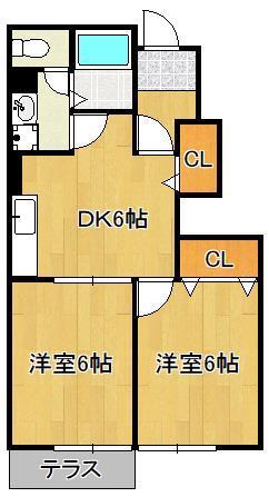 グレイスフル高蔵(2DK/1階)の間取り写真