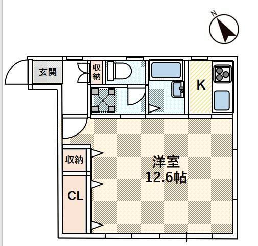 サーフテラス(1K/2階)の間取り写真