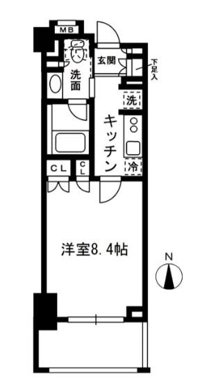 レジディア中落合B棟(1K/4階)の間取り写真