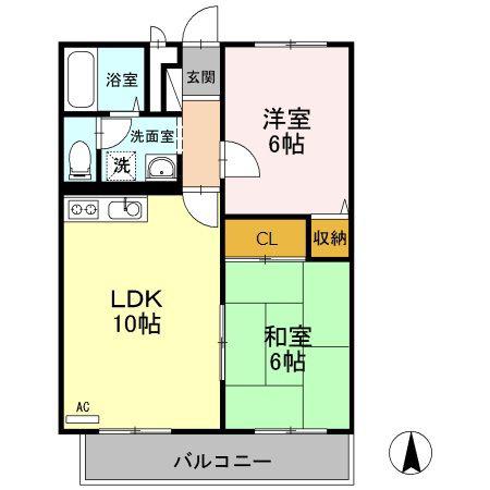 ジョリープレイス(2LDK/3階)の間取り写真
