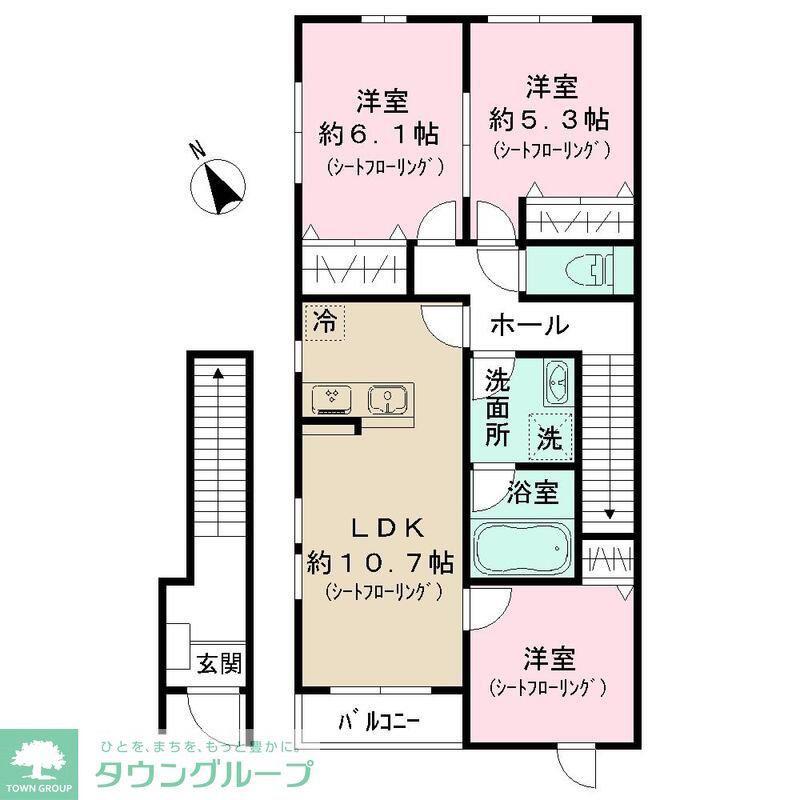 SUN OTTO HILLS(3LDK/2階)の間取り写真