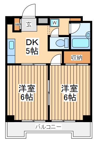 プレンディ相武台(2DK/2階)の間取り写真