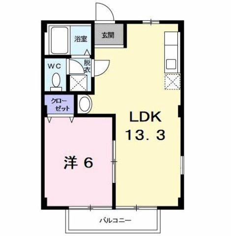 富士ハイツ(1LDK/2階)の間取り写真