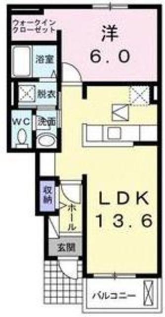 バーントシェンナ I(1LDK/1階)の間取り写真