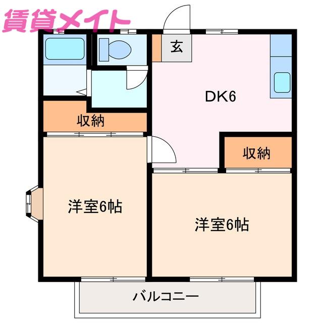 グリーンコーポ岸岡(2DK/1階)の間取り写真