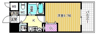 エイペックス天神橋I(1K/10階)の間取り写真