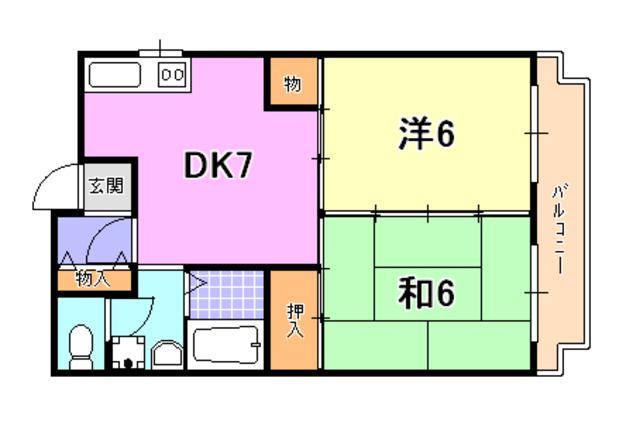 近畿荘(2DK/1階)の間取り写真