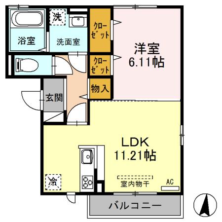 クオリティー西本町(1LDK/2階)の間取り写真