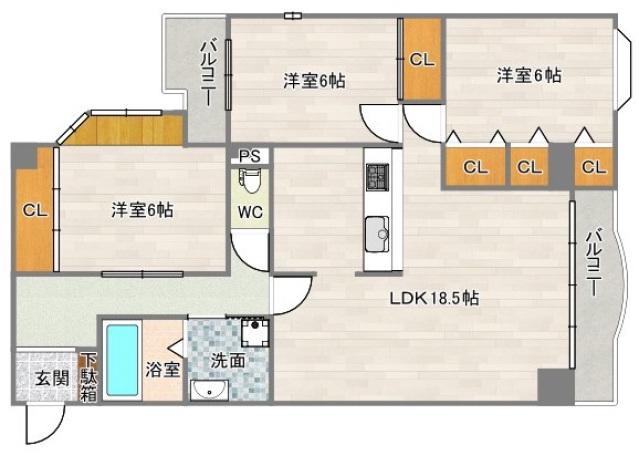 APRICITY北畠(3LDK/3階)の間取り写真