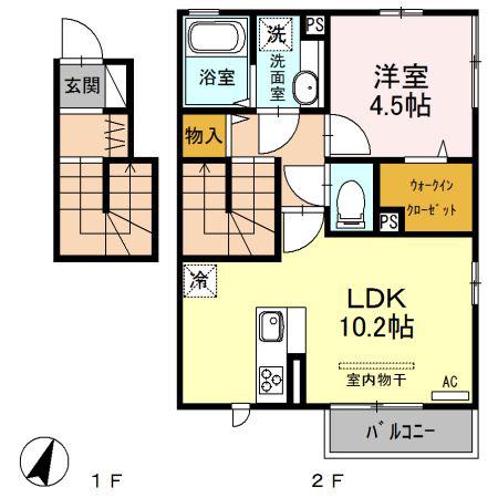 セジュール小松IIIA(1LDK/2階)の間取り写真