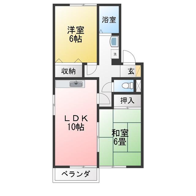 エスポワール B(2LDK/1階)の間取り写真