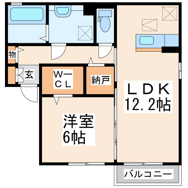アリーバサル野田(1LDK/1階)の間取り写真