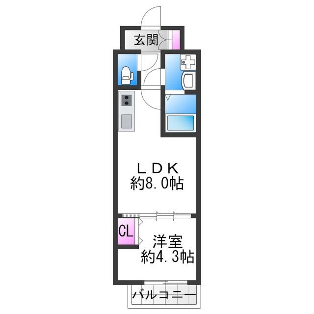 JINO花園町(1LDK/2階)の間取り写真