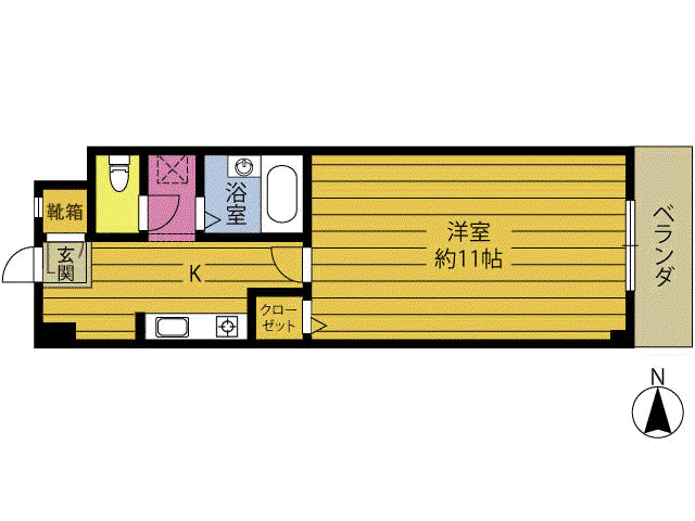 エンゼルハイツ楼苑(1K/3階)の間取り写真