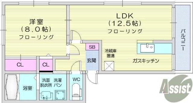 コーポコマツ(1LDK/1階)の間取り写真