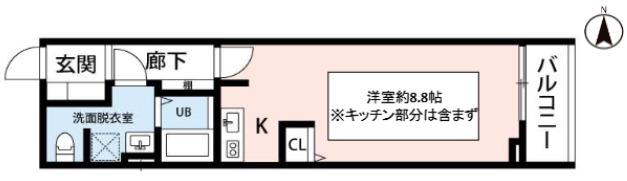 スカイ・ヒル(ワンルーム/1階)の間取り写真