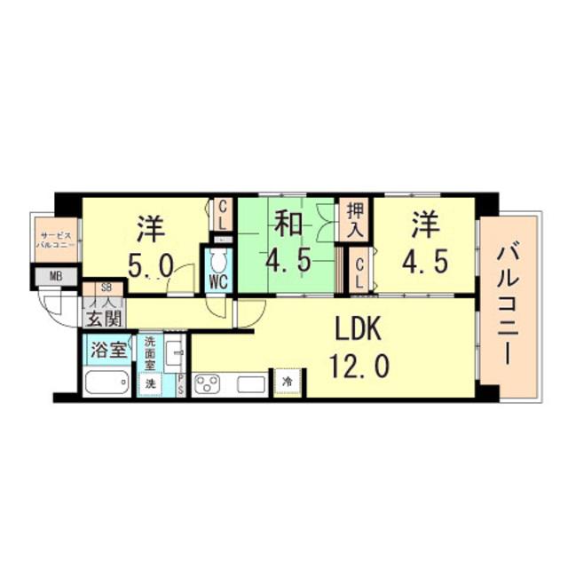 ワコーレヴィータ森北町(3LDK/2階)の間取り写真