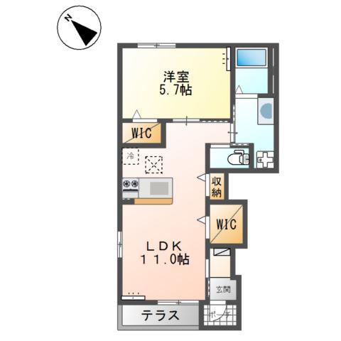 ボンヌール(1LDK/1階)の間取り写真