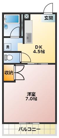 パサニアハイツ小宮(1DK/2階)の間取り写真