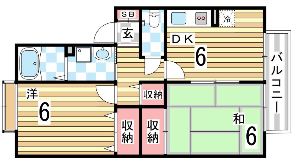 メゾンドアヴニール板宿(2DK/1階)の間取り写真