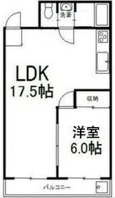 第3和光ビル(1LDK/6階)の間取り写真