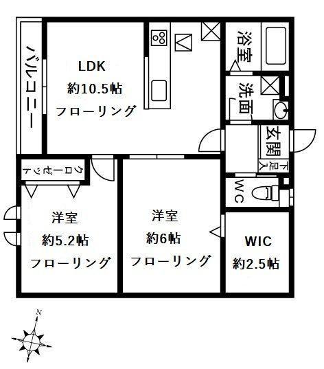 シャルール(2LDK/1階)の間取り写真