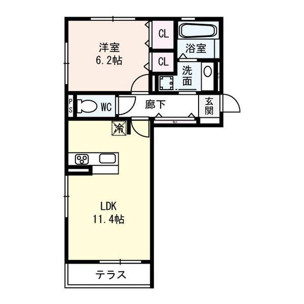 リベルタ唐崎(1LDK/3階)の間取り写真