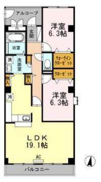 グランパルク(2LDK/4階)の間取り写真