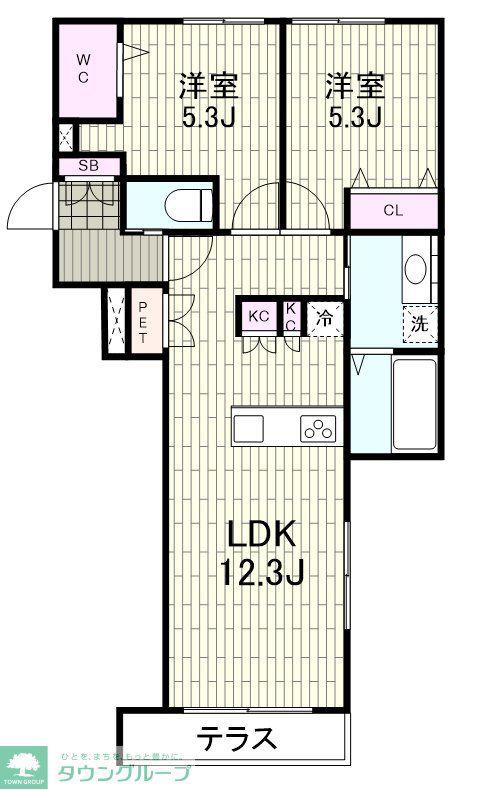 メルベーユ都筑(2LDK/1階)の間取り写真