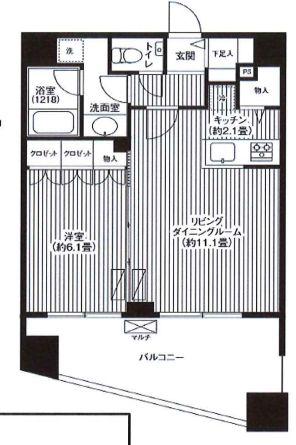 グランハイツ代々木(1LDK/12階)の間取り写真