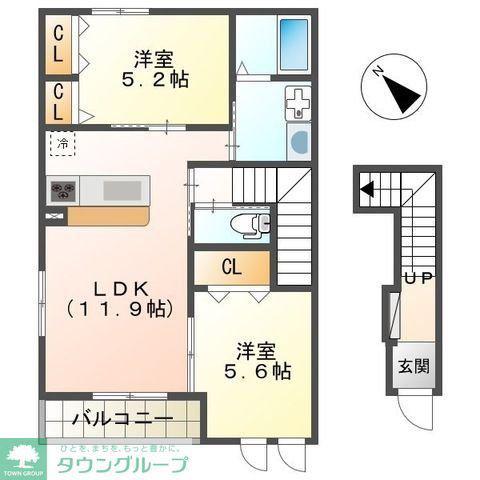 メゾン・サンライズ(2LDK/2階)の間取り写真
