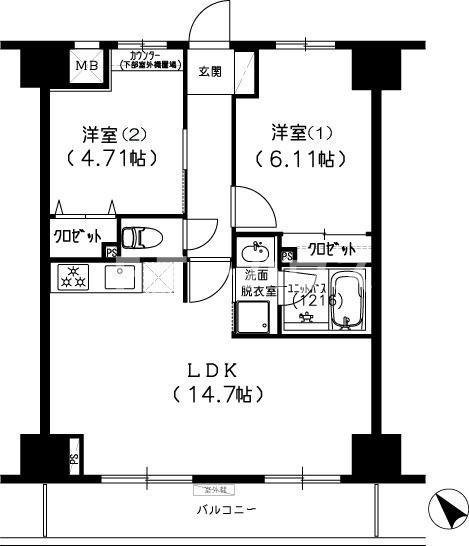 S-FORT船橋塚田(2LDK/10階)の間取り写真