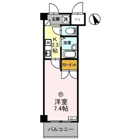 レイクヴュー堅田(1K/1階)の間取り写真