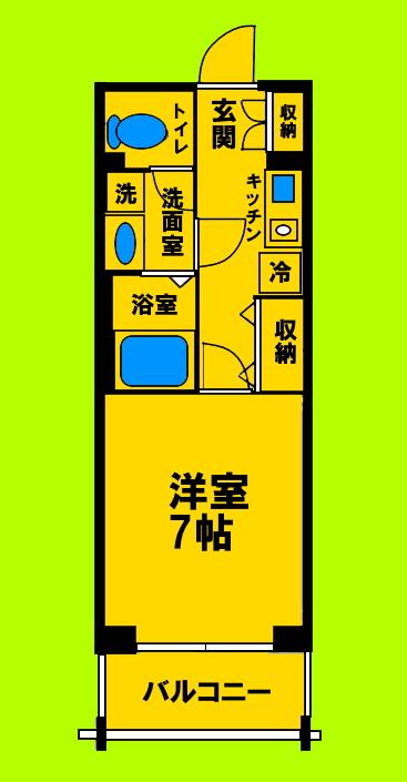 グランカーサ緑地公園(1K/1階)の間取り写真