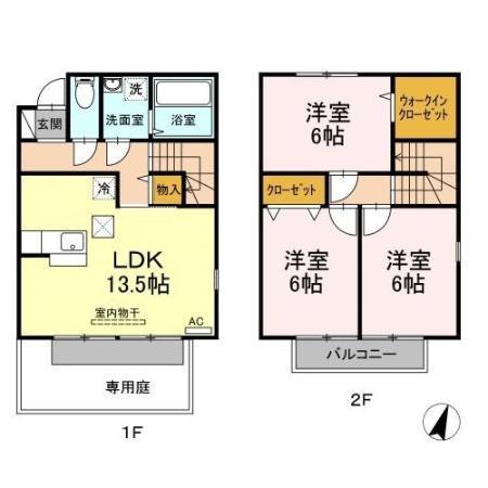 ファニーコート(3LDK/1階)の間取り写真