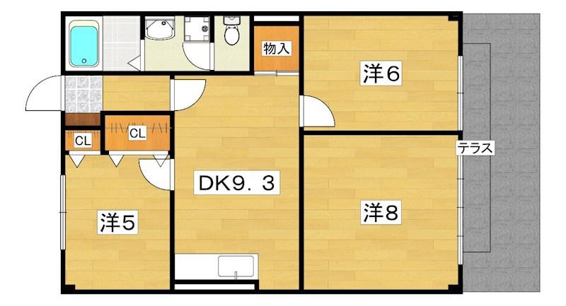 アメニティ93(3DK/1階)の間取り写真