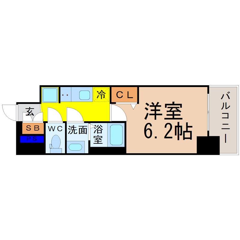 プレサンスSAKAEフロント(1K/2階)の間取り写真