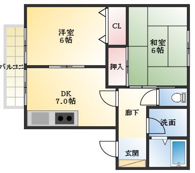 正木ハイツ(2DK/1階)の間取り写真